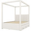 Lit à baldaquin double avec lit gigogne et rangement, beige - Système de rangement planifié-1461689968