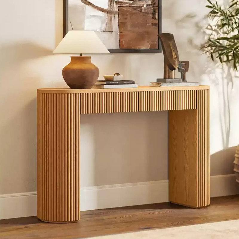 Console légère et luxueuse rétro, H 31,5 po x l 47,2 po x P 11,8 po, Bois naturel