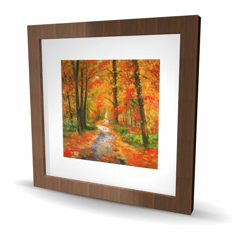 «Autumn Trail - Trees Landscape», reproduction encadrée