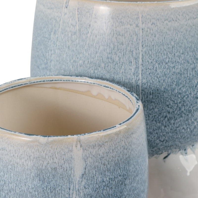 Sagebrook Home Knobby Footed Planters, Blue/White, 2-Pieces