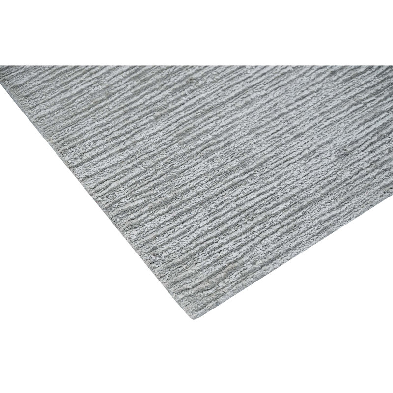 Hand Knotted Silk Area Rug in Silver/Ivory, Rectangle 5' x 8'