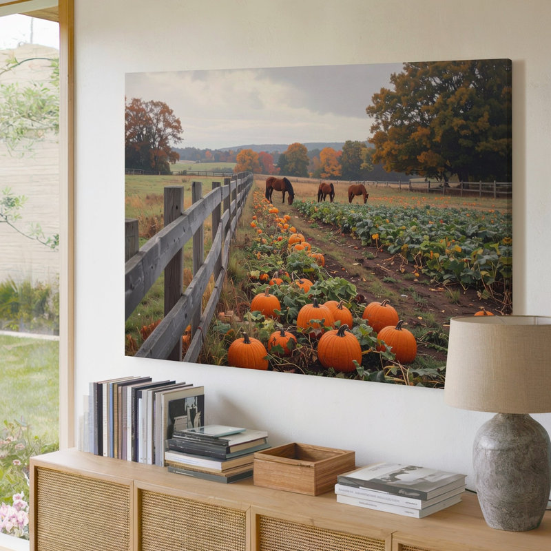 Automne, pâturages et citrouilles rustiques, H 30 po x l 30 po