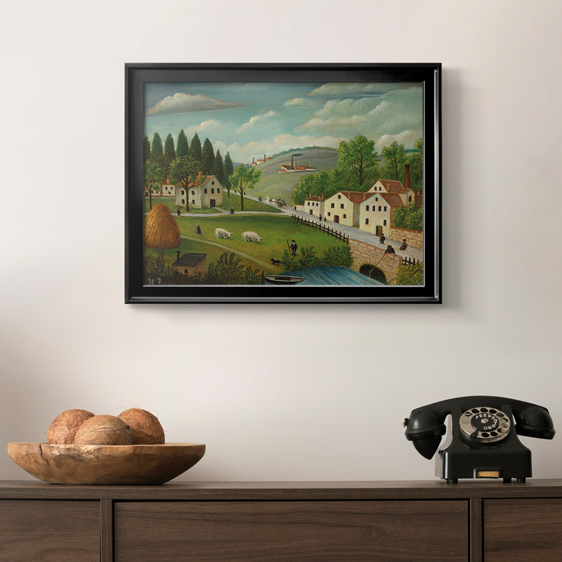 Paysage dans les Environs de Paris - Henri Rousseau - Toile tendue avec châssis, c. début du 20e siècle, 18,5 x 24,5, Noir