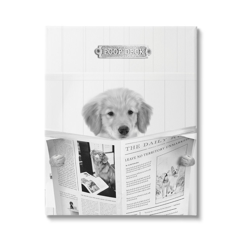 «Poop Deck Bathroom Dog» par Leah Straatsma, H 20 po x l 16 po x P 1,5 po