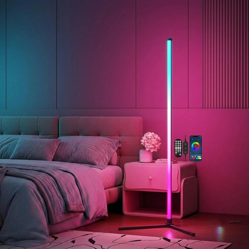 Tamma 164CM RGB Corner Floor Lamp, LED Standing Mood Light, Light Colour Changing, Remote Control