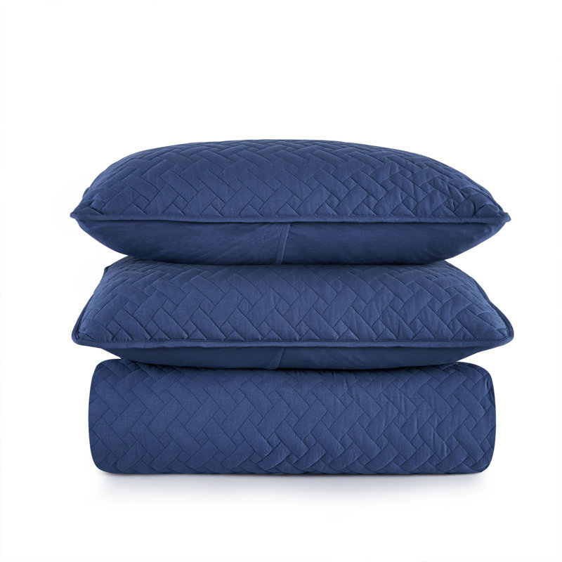 Ensemble de couvre-lit réversible en microfibre, Couvre-lit pour lit simple + une taie d'oreiller s, Bleu marine