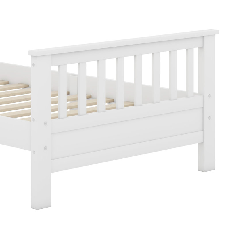 Lit plateforme en bois avec tête et pied de lit, Lit simple