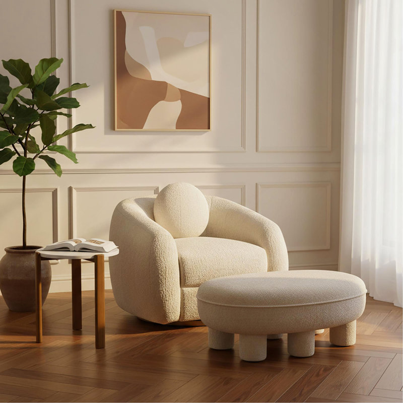 Repose-pieds minimaliste pour le salon et la chambre à coucher, Cream, Cream