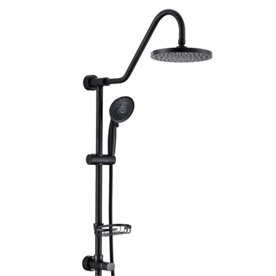 Système de pomme de douche bronze huilé avec 2 têtes, pluie de 8 po et 5 jets à main en acier inoxydable