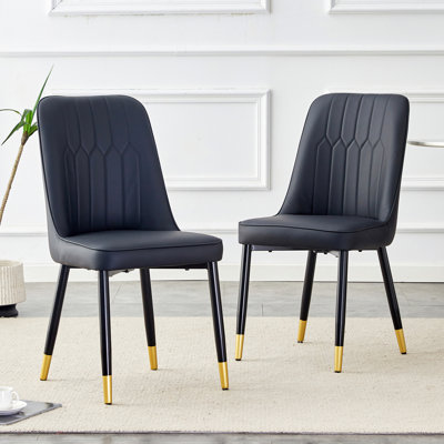 Ensemble 2 pièces de chaises de salle à manger et de salon modernes en cuir synthétique avec pieds en métal durables pour plus de confort et de style