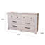 Commode large 6 tiroirs Maki, quincaillerie bronze, finition chalet blanc délavé