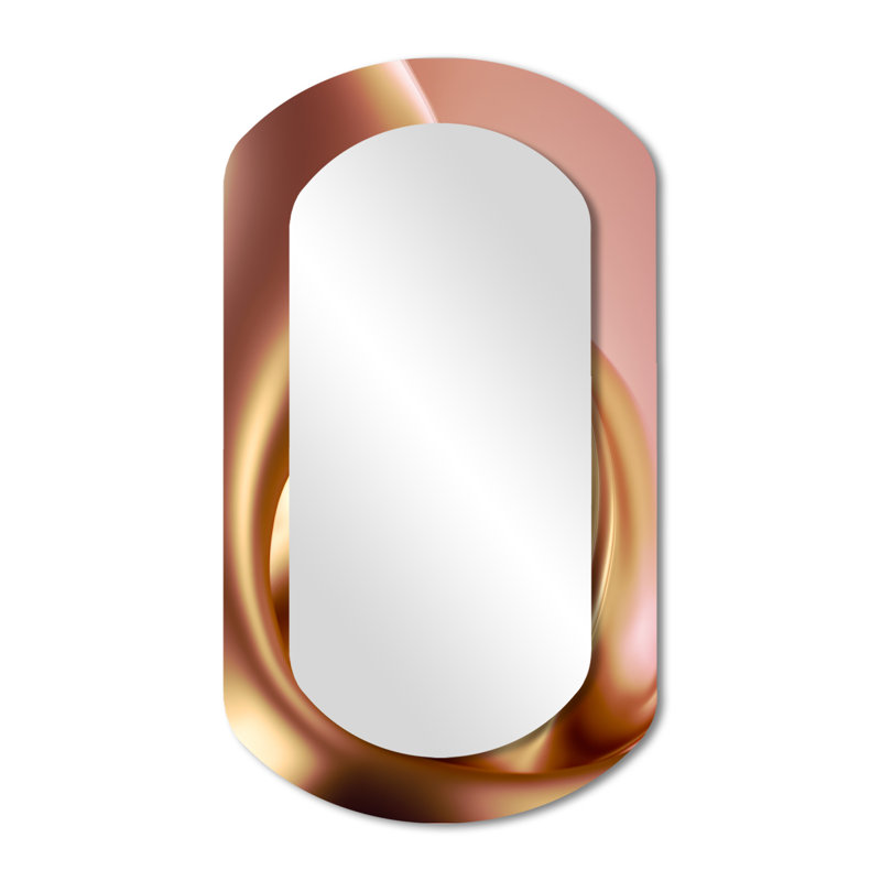 Subtle Sophistication In Exquisite Pink And Gold III - Liquid Ink Cylinder Large Wall Mirror, Modern Asymmetrical Unique Mirror, Printed Metal Art