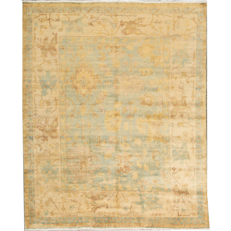 Hand-Knotted High-Quality Light Blue and Ivory Area Rug
