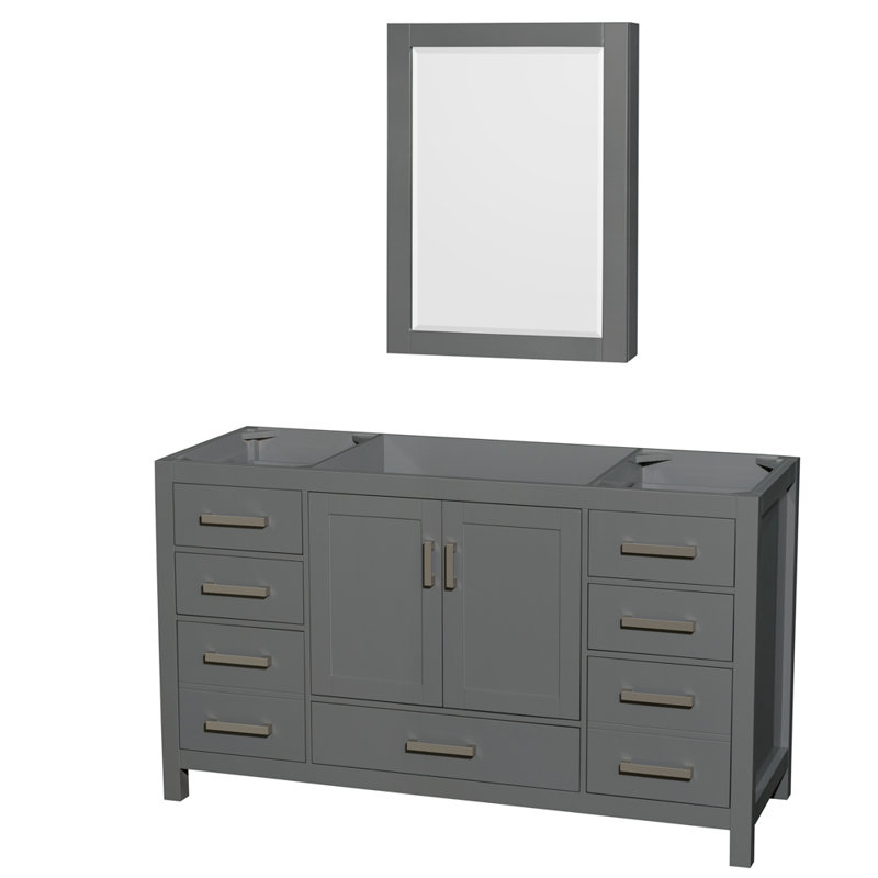 Sheffield 60" Single Bathroom Vanity Base Only, Dark Gray