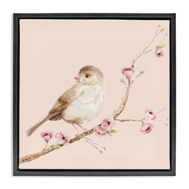 Cadre flottant perché Sweet Sweet Bird, design par Lisa Wehmeyer, Cadre flottant noir de jais, H 18 po x l 18 po