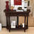 Farmhouse Narrow Wood Console Table with Drawer, Open Shelf and Curved Corner Design-130297178