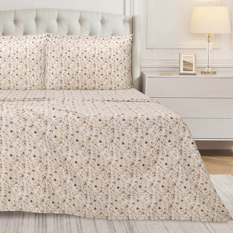 BCBG Microfiber Sheet Sets with Extra Pillowcases, Krista-Beige, King
