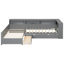 Lit plateforme en bois en L avec lit gigogne, tiroir de rangement et tablettes, station de charge, gris-2132308872