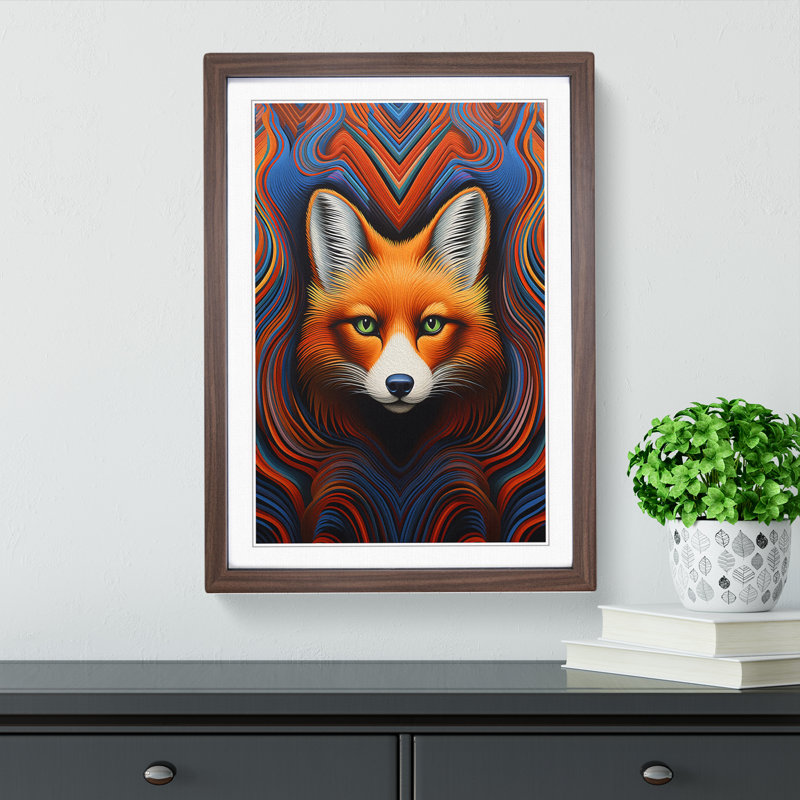Single Picture Frame Print on Wood, Walnut Framed, 34cm H x 25cm W