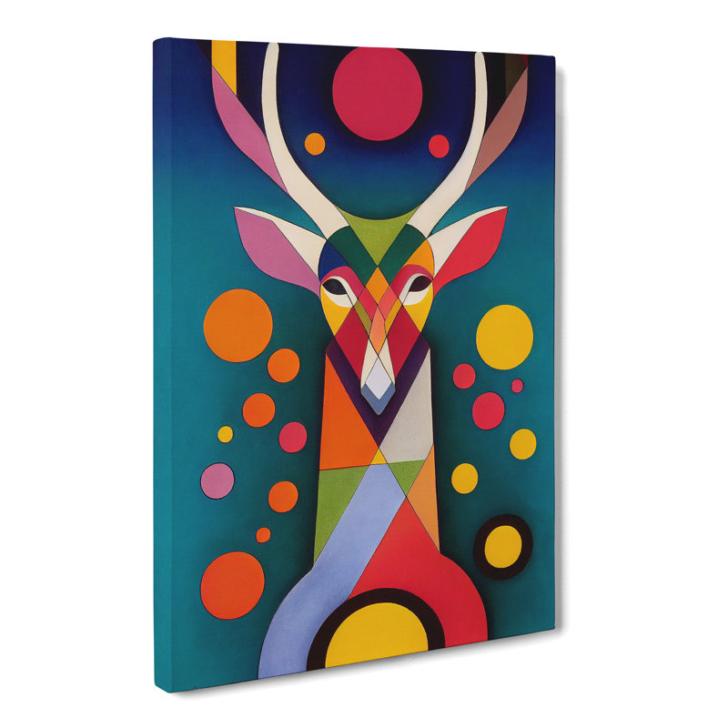Deer in Colour Abstract - Wrapped Canvas, 60cm H x 40cm W x 3cm D