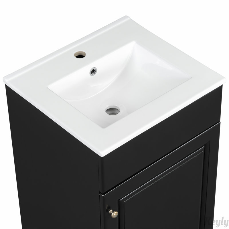 Meuble-lavabo avec lavabo 20 po, Noir, noir, noir, noir