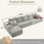 Canapé modulaire 166,9 "avec méridienne gauche, canapé en forme de L moderne avec assise profonde, canapé 5 places en velours côtelé confortable, coussins de compression en éponge pour le salon, aucun assemblage requis-427423426