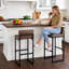 Tabouret de bar rembourré à dossier bas avec structure en métal épaissie pour îlot de cuisine-92115247-92115245-91899105