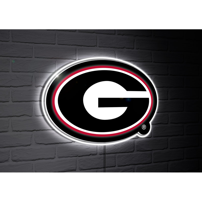 NCAA Team Logo Shaped LED Lighted Wall Sign, University of Georgia Team