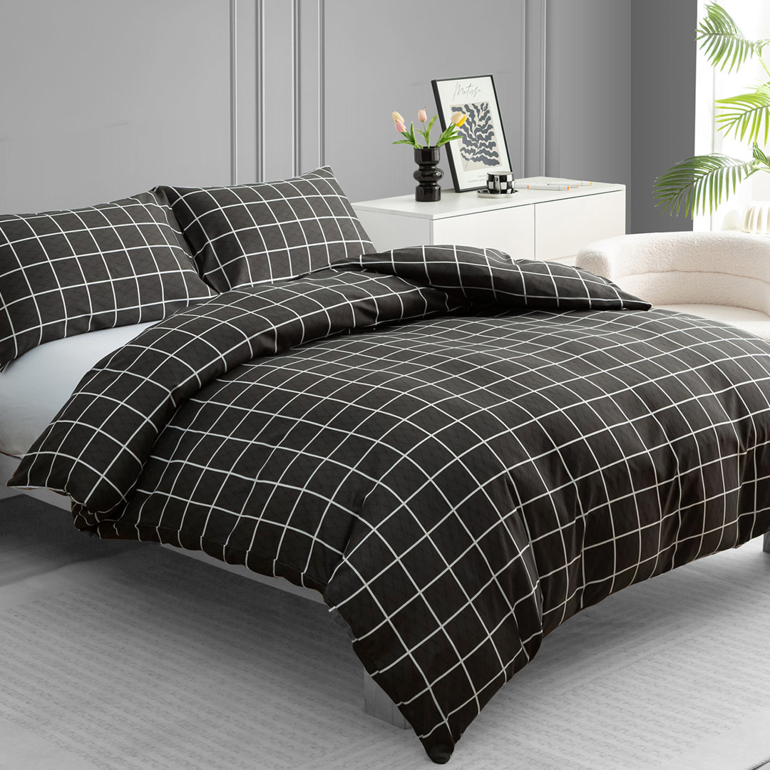 B&Q - Lazzaro Double Duvet Set Premium Brushed Microfiber Duvet Cover Double Ultrasoft Duvet Double Cover Set With Zipper Closure - Image 2