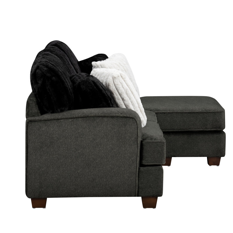 Coussins réversibles Modern, Velours côtelé gris foncé