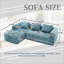 Canapés modulaires | Canapé moderne en L de 98,42 po avec méridienne pour salon, poches latérales, assemblage sans outils | Chenille | Bleu menthe-1453570814