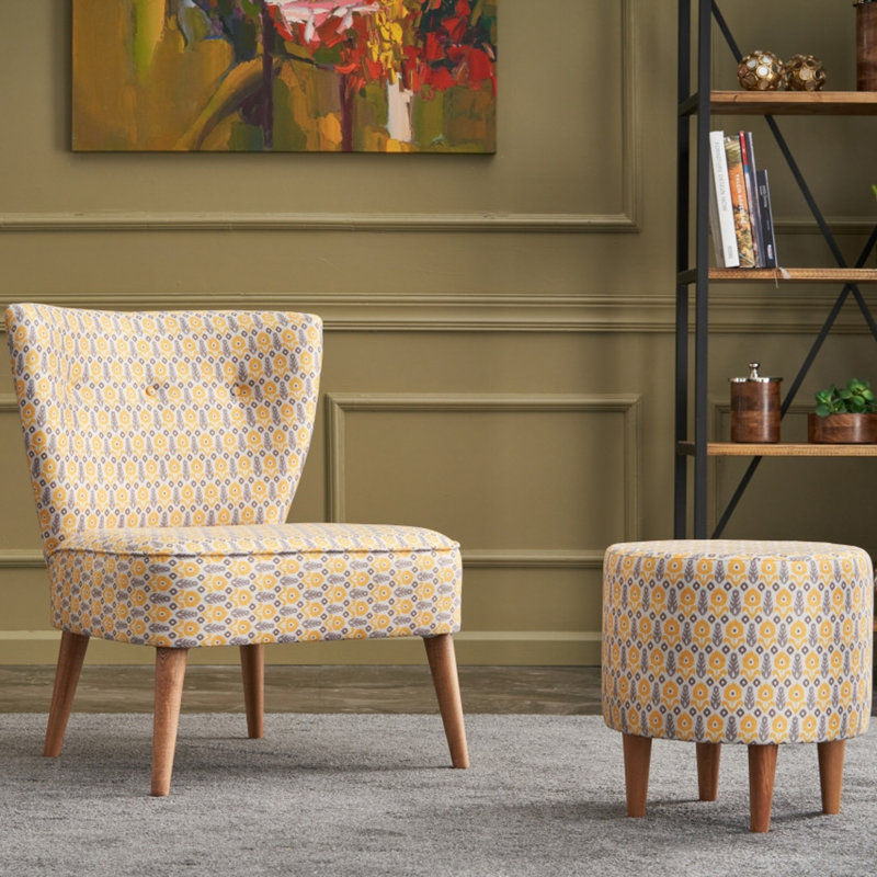 Chaise d'appoint en polyester capitonné Lawrey