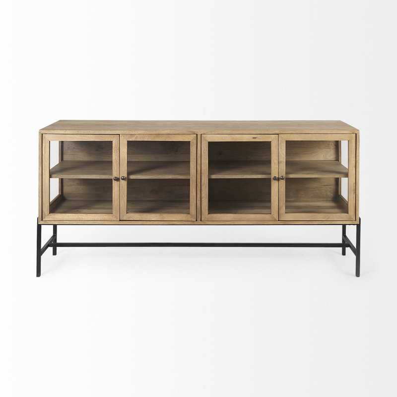 Arelius 70'' W Solid Wood Sideboard, Black/Light Brown