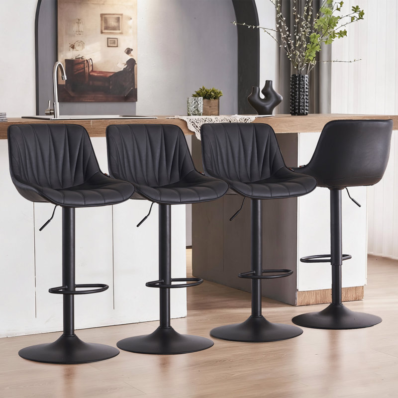Tabourets de bar pivotants à hauteur réglable Modern, Noir