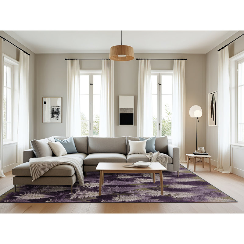 Tapis botanique lavable à la machine, Rectangle 6 pi x 9 pi