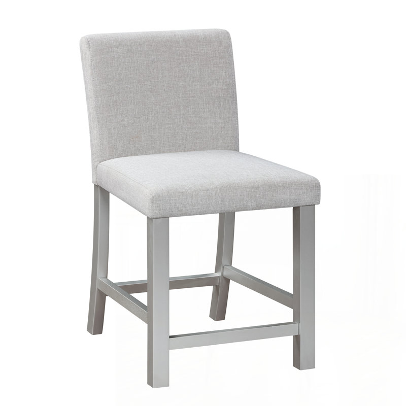 Balachandran Rectangular Dining Set, Silver Gray, Gray Linen, 36" H x 34.5" L x 34.5" W