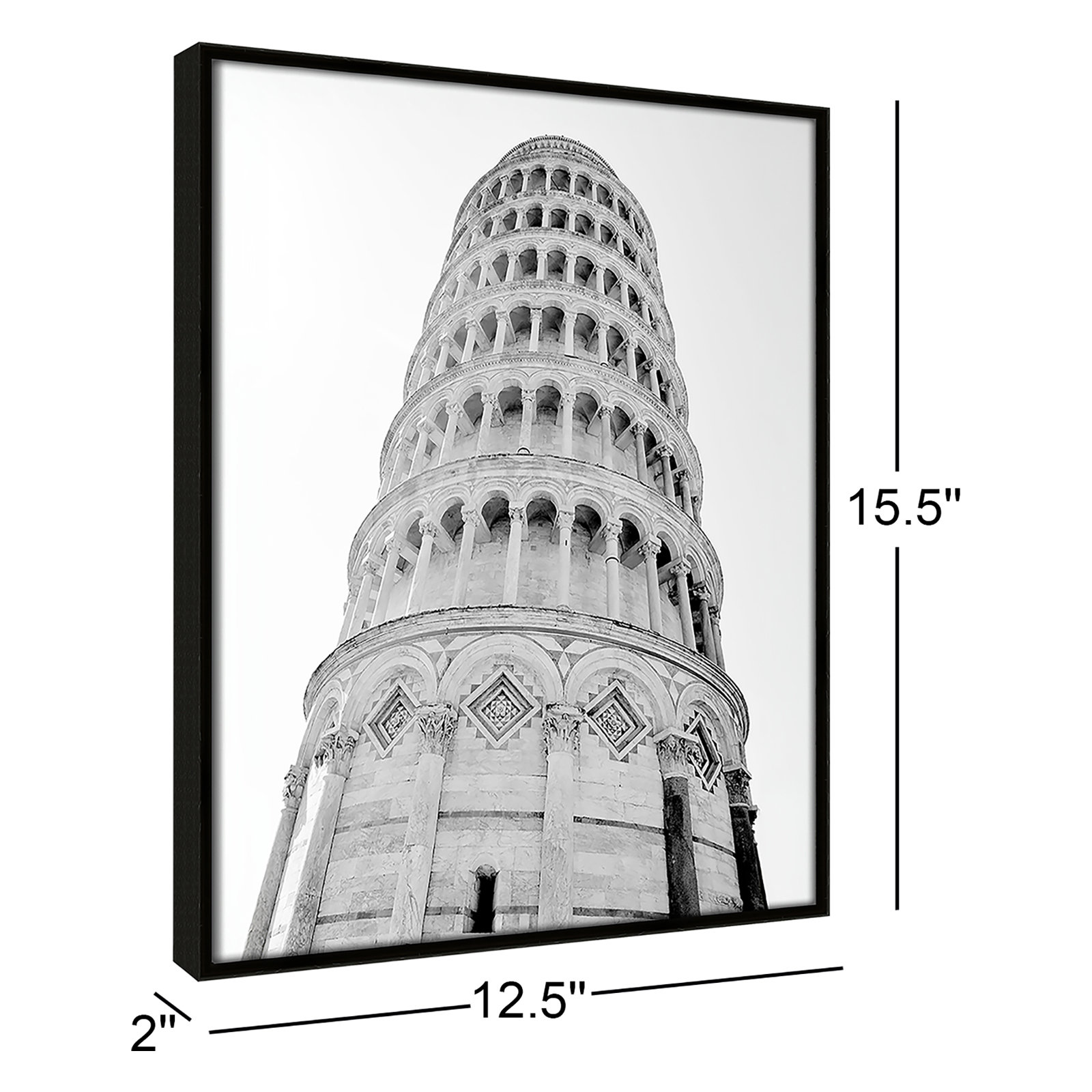 Iconic City Collection " Pisa " by Natalie Carpentieri, Espresso Floater Frame, No, 15.5" H x 12.5" W x 2" D