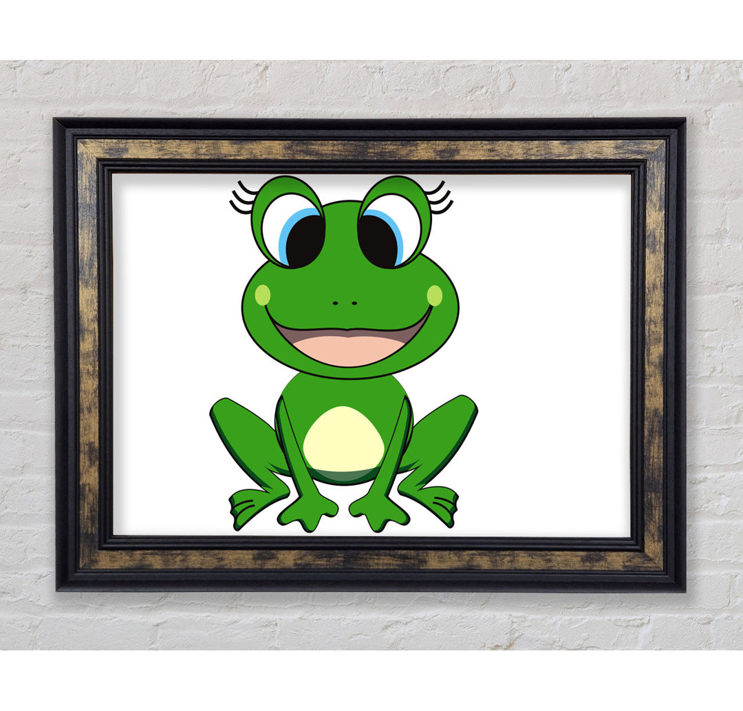 Happy Frog Ready To Leap White - Einzelner Bilderrahmen Kunstdrucke