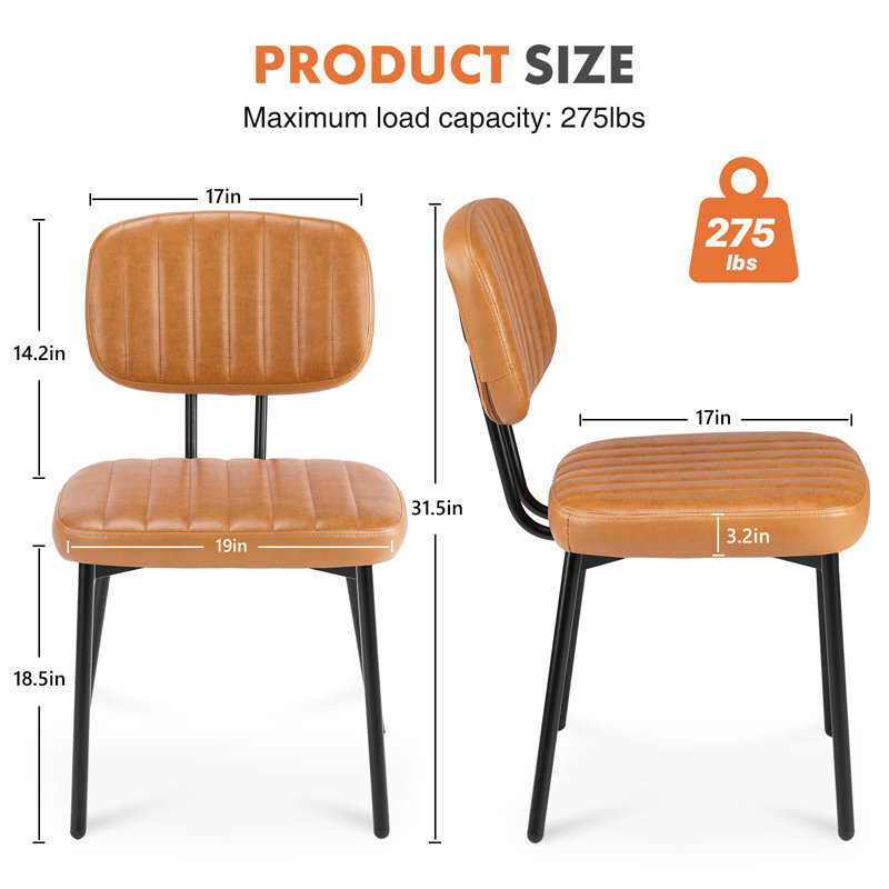 Chaise d'appoint rembourrée moderne en cuir de polyuréthane (ensemble de 6), Brun