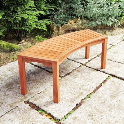 1 Pcs Outdoor Curved Bench With Slatted Seat Wrap Around Tree Bench 2-person Seating by Ophelia & Co.