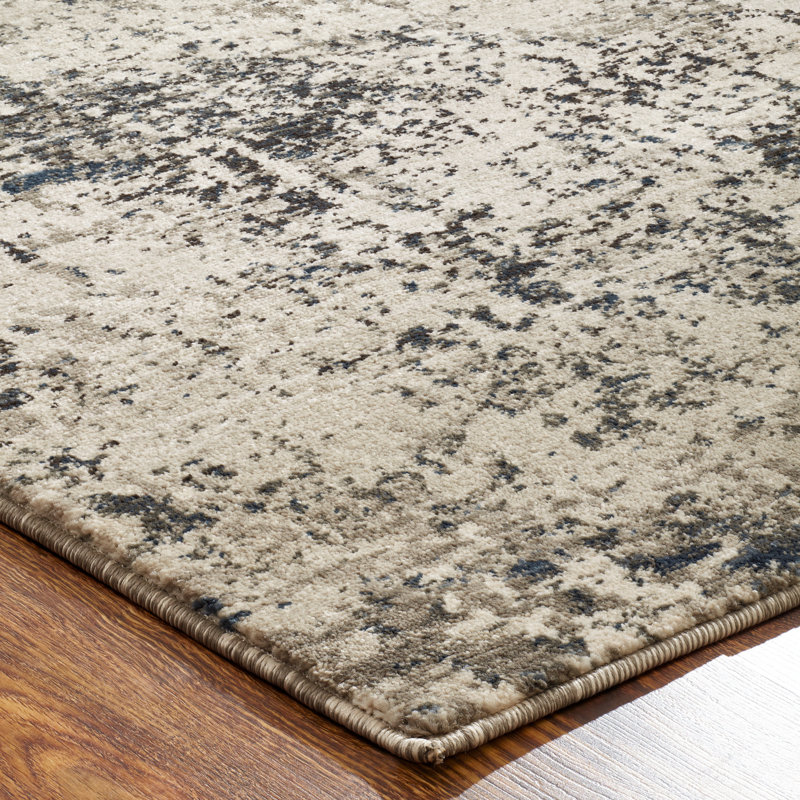 Mayes Abstract Area Rug in Ivory/Gray, Runner 2'6" x 10'