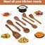 Teak Wooden Kitchen Utensil Set with Spatula and Ladle, Wooden Spoons for Cooking, 7 Pcs