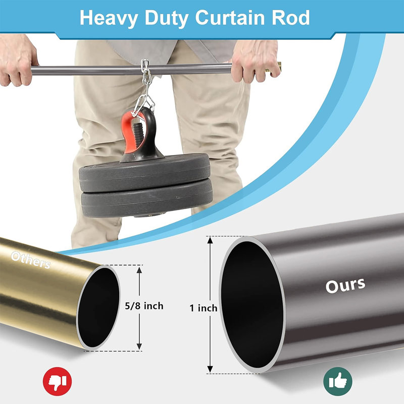 Adjustable Plain Metal Ball Curtain Rod, 70-120Cm, Black Nickel