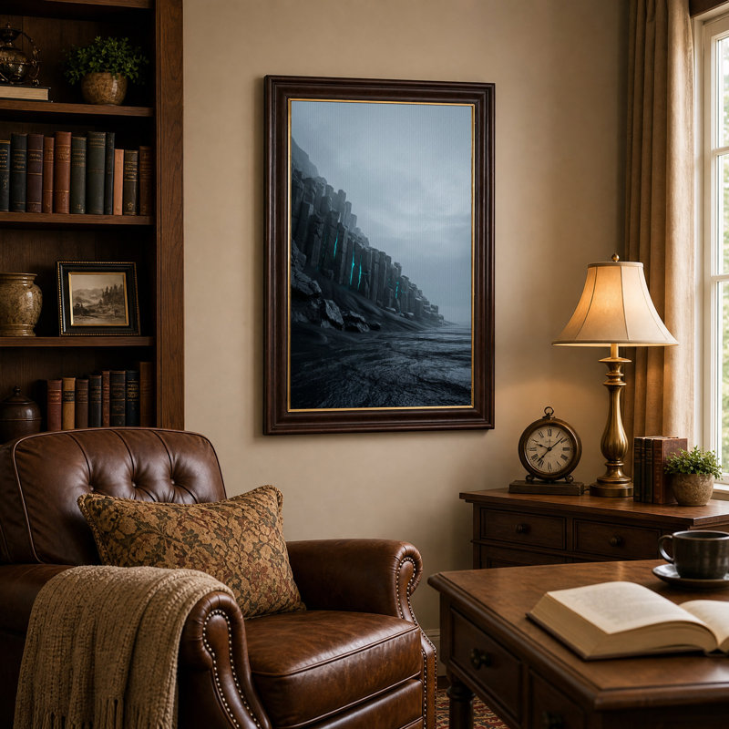 Art mural sur toile, "Dark Coastal Cliff", H 18 po x l 12 po