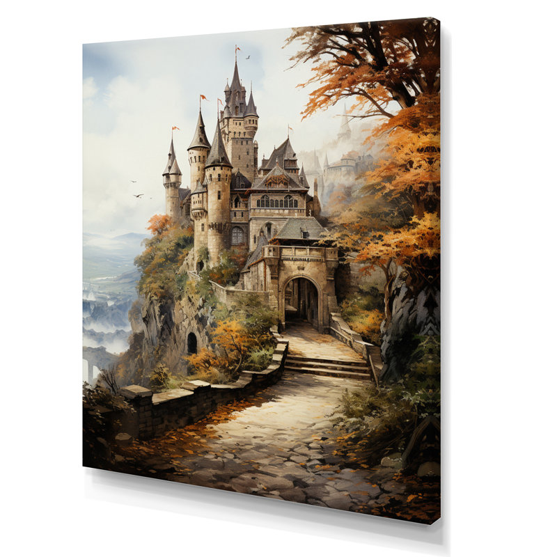 Flurée Châteaux médiévaux Splendor Rich - reproduction sur toile, H 44 po x l 34 po x P 1,5 po, Toile tendue
