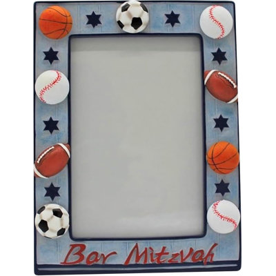 Bar Mitzvah Picture Frame (RM-FR02) | 8"X6" 3D Sports Themed Ceramic Picture Frame With Glass Cover | Ideal For Bar Mitzvah Celebration | Perfect Phot