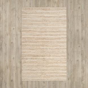 Arria Hand Woven Jute/Cotton Solid Color Rug in Natural/Ivory