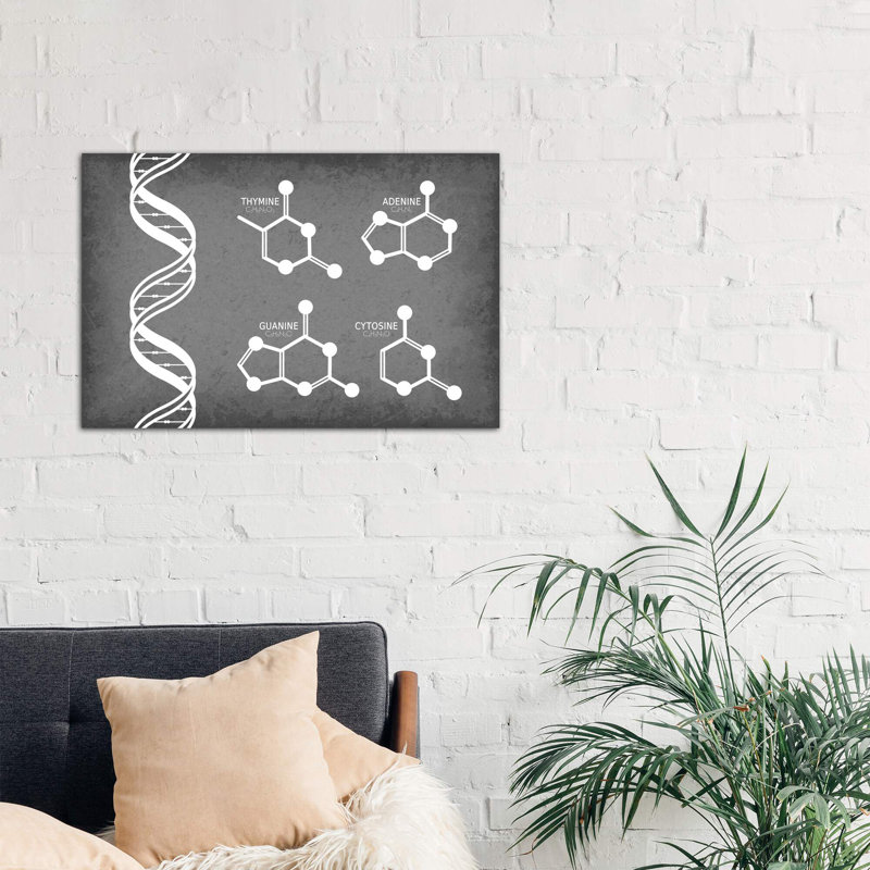 Dna Strand With Nucleotide Molecules - Wrapped Canvas Print, 152.5 cm H x 101.5 cm W