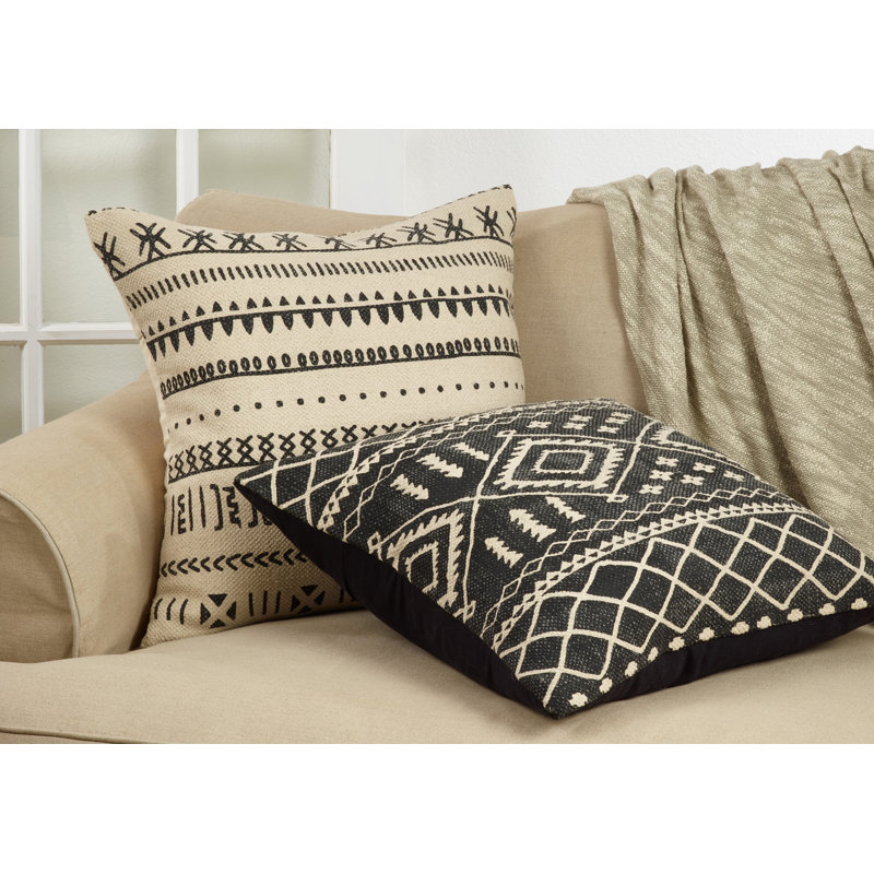 Natural Mud Cloth Pattern Cotton Throw Pillow Cover, 22 in