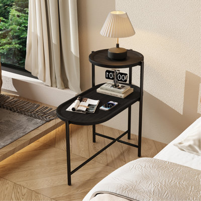 Table de bout ronde noire avec tablette imperméable pour les chambres à coucher